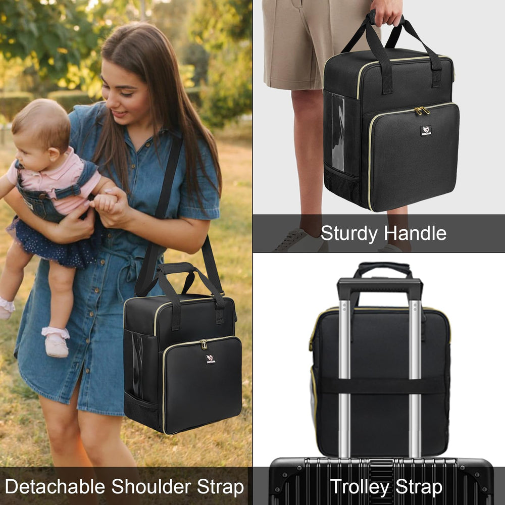 Jaffzora carrying case front-compartment-pockets store pacifiers and small feeding gear
