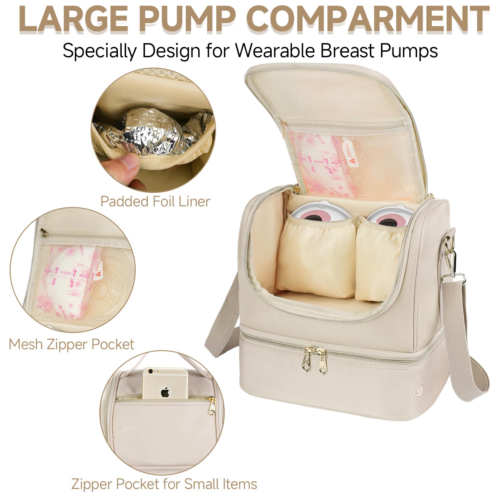 Jaffzora bag apricot ice-packs view highlights cooling capability for fresh milk