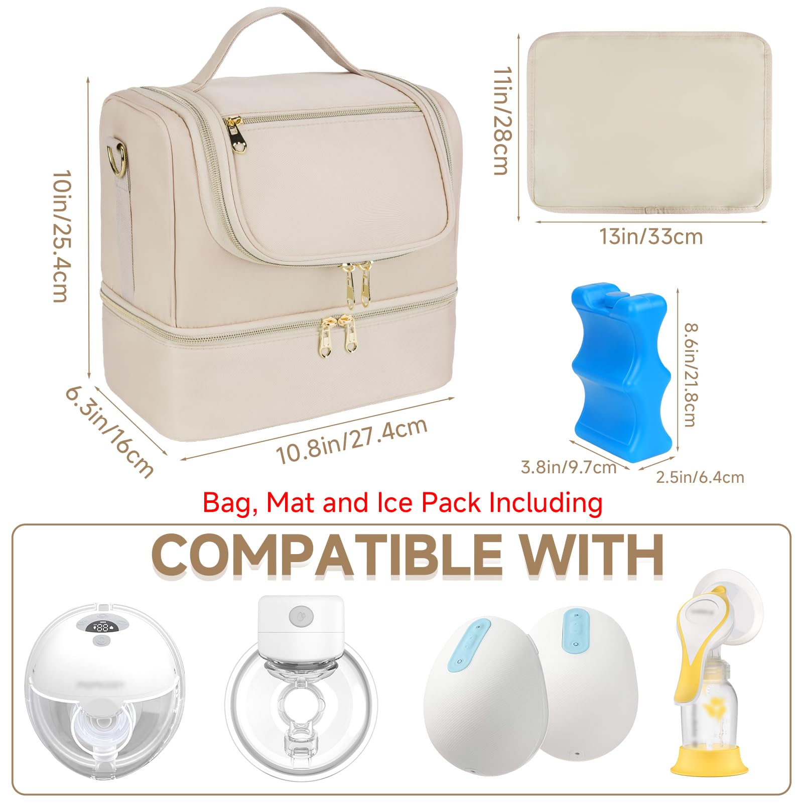 Jaffzora bag apricot insulated-bottom view emphasizes milk kept cool during journeys