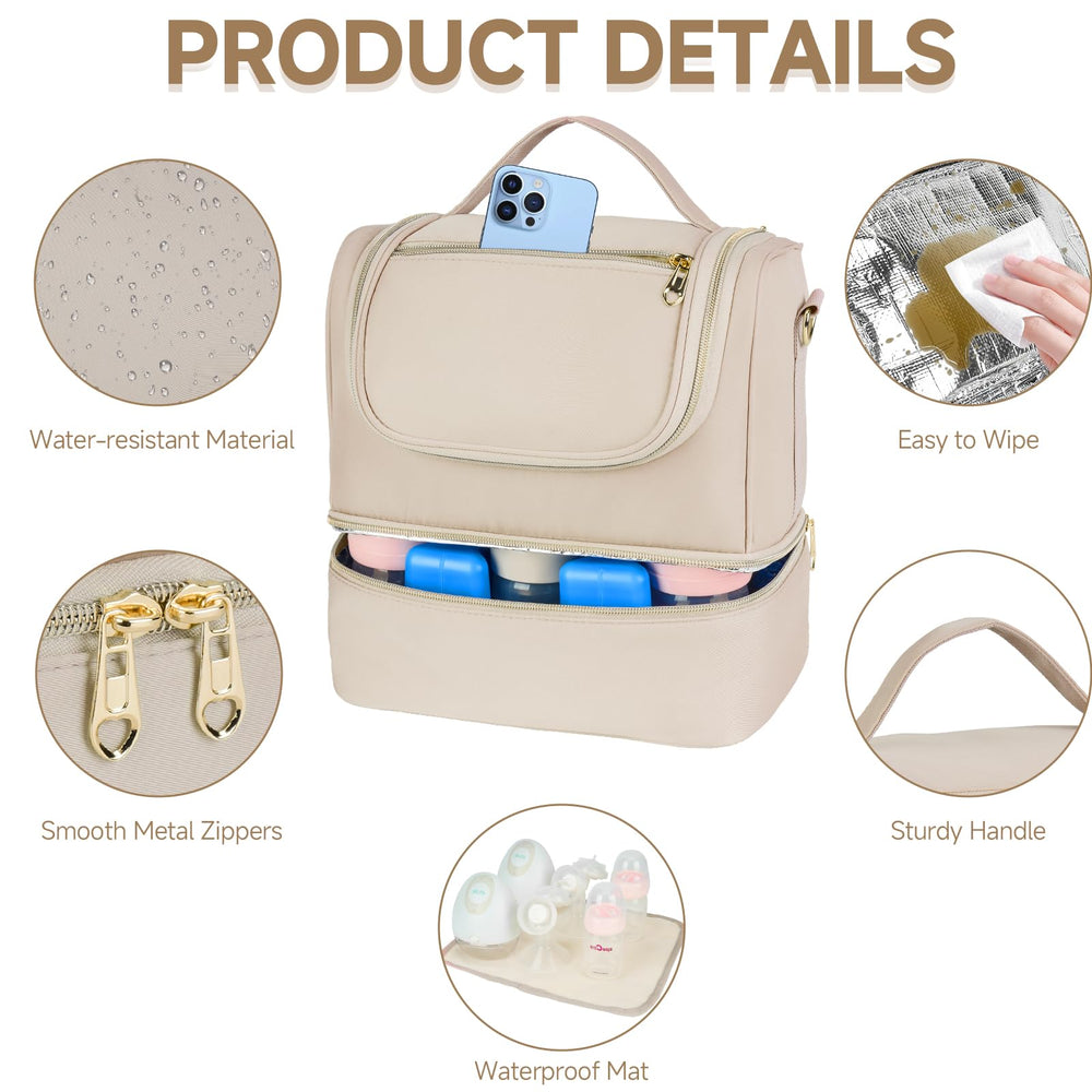 Jaffzora bag apricot padded-pockets photo indicates secure pump storage