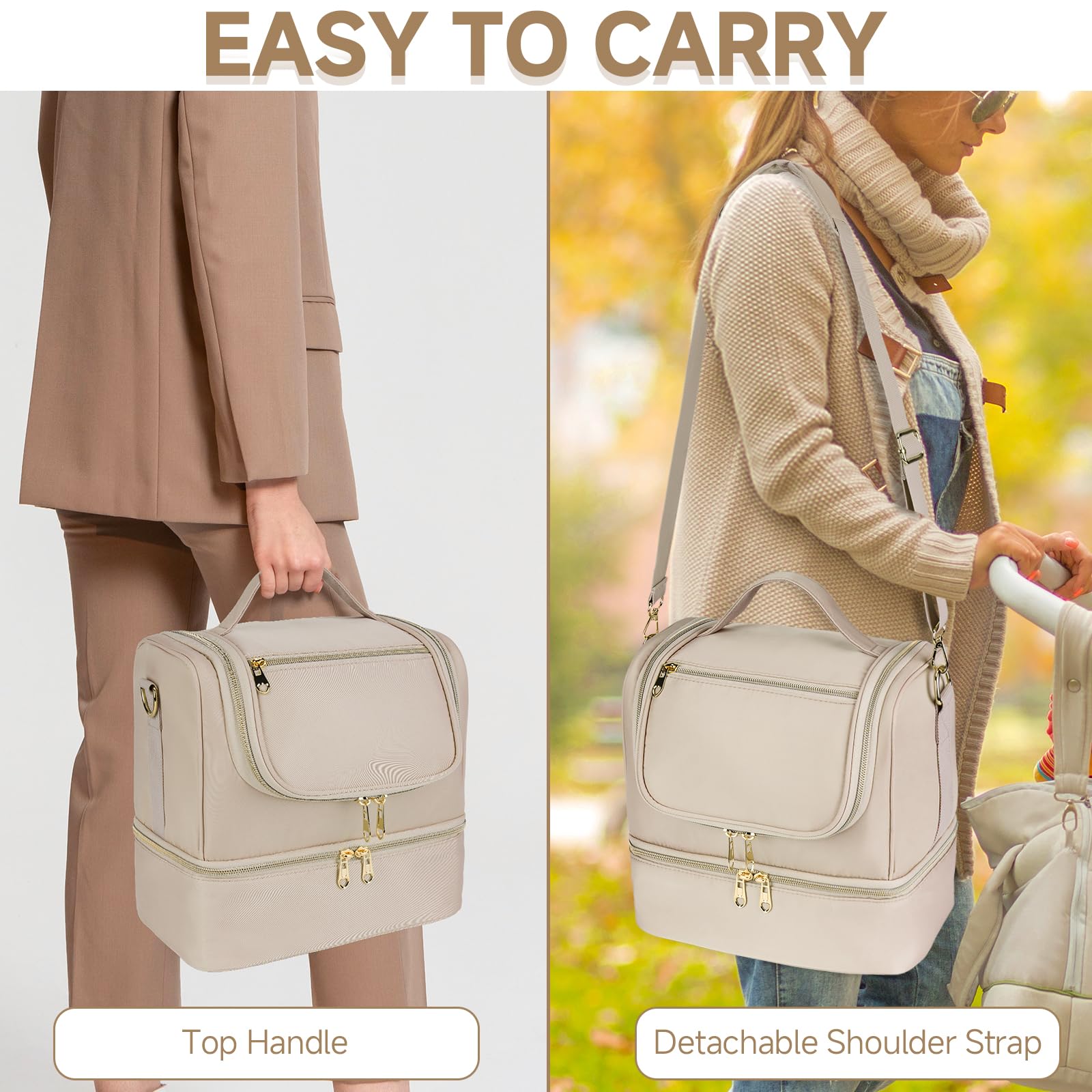 Jaffzora bag apricot shoulder-strap shot showcases comfortable carrying for commuting