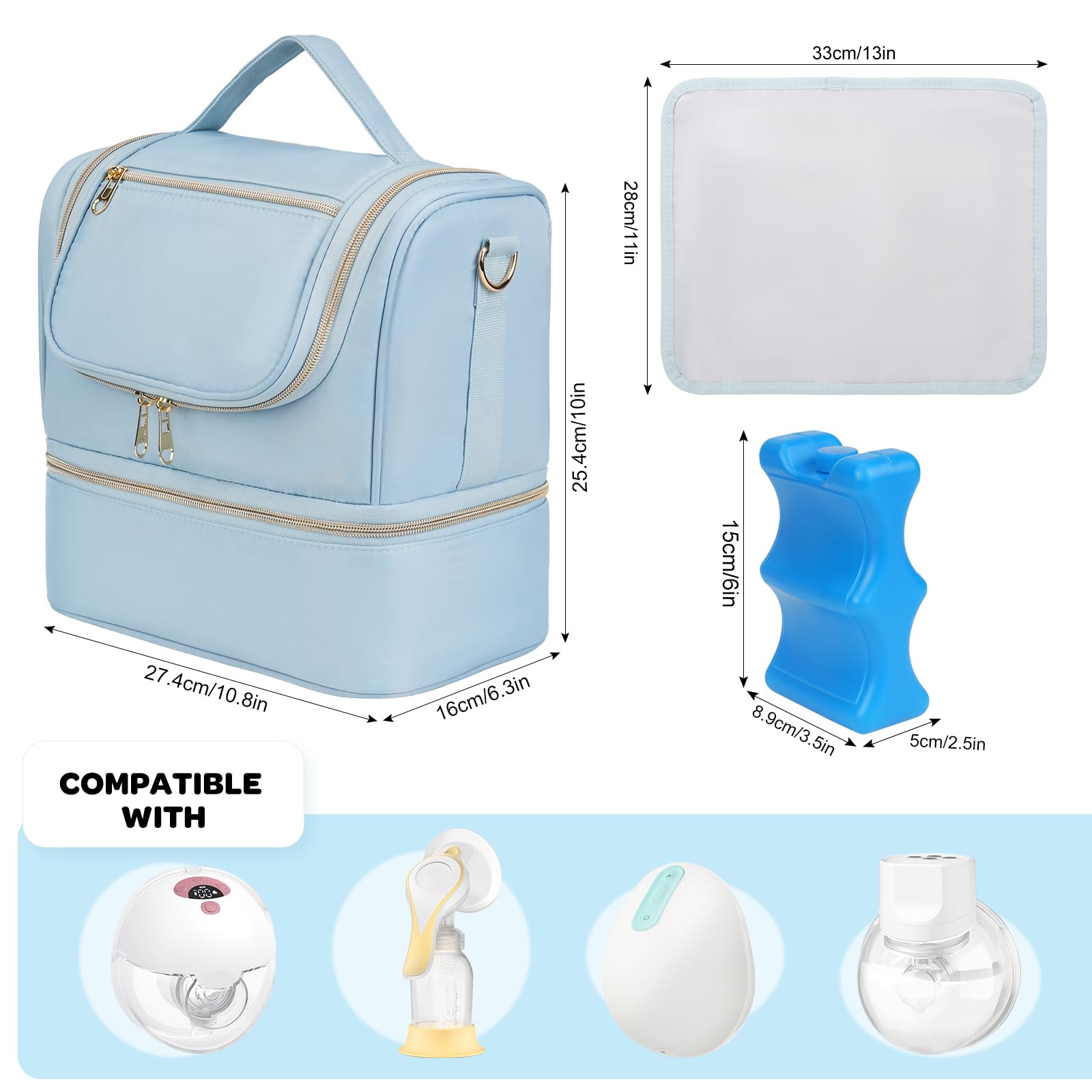 Jaffzora interior foil pockets show padded compartments for safe pump storage