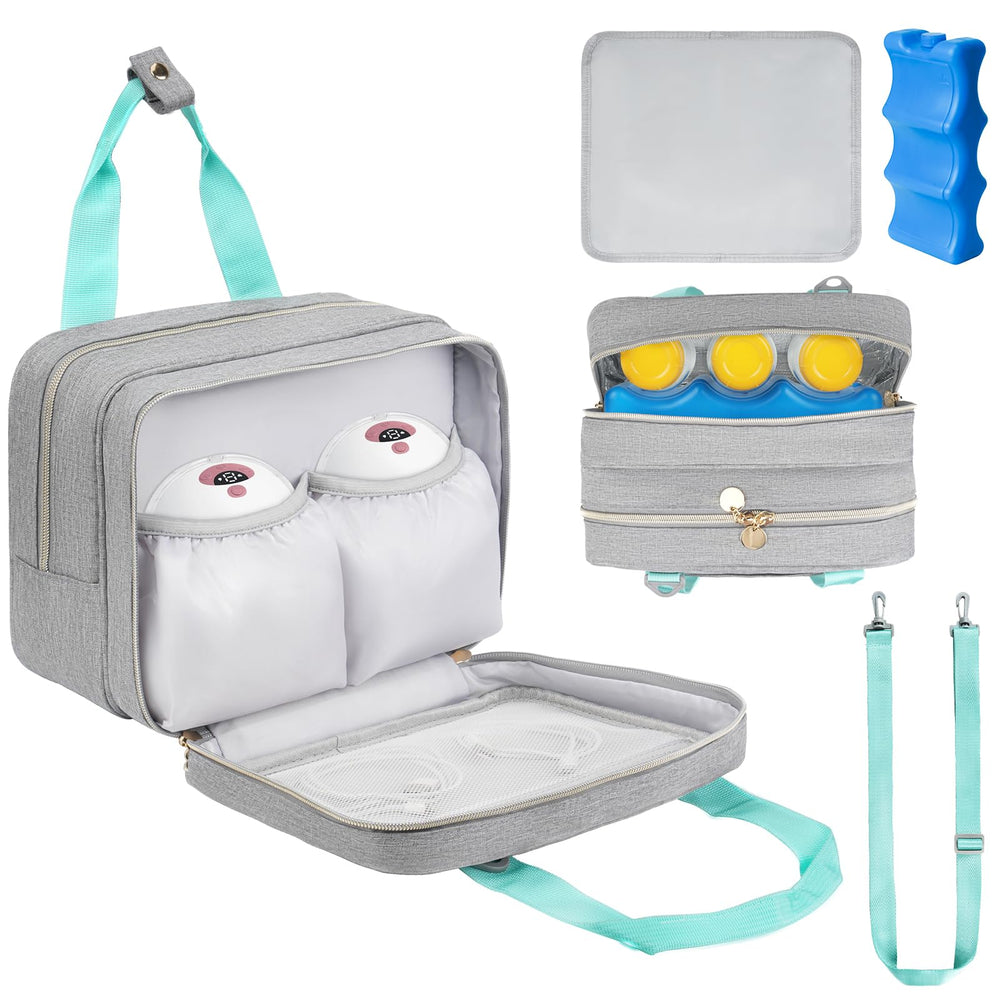Jaffzora wearable breast pump bag front view for travel-ready storage.