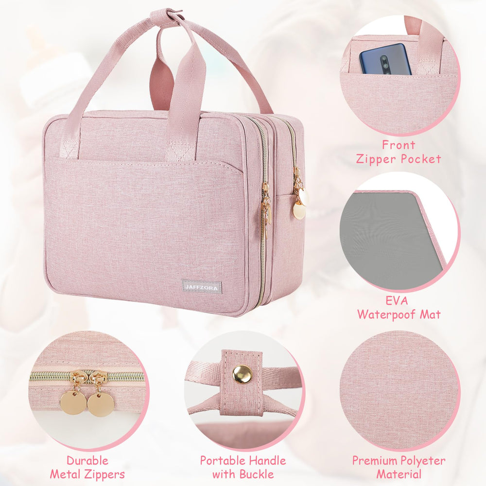 Jaffzora wearable bag padded elastic pockets securely hold pumps for on the go pumping