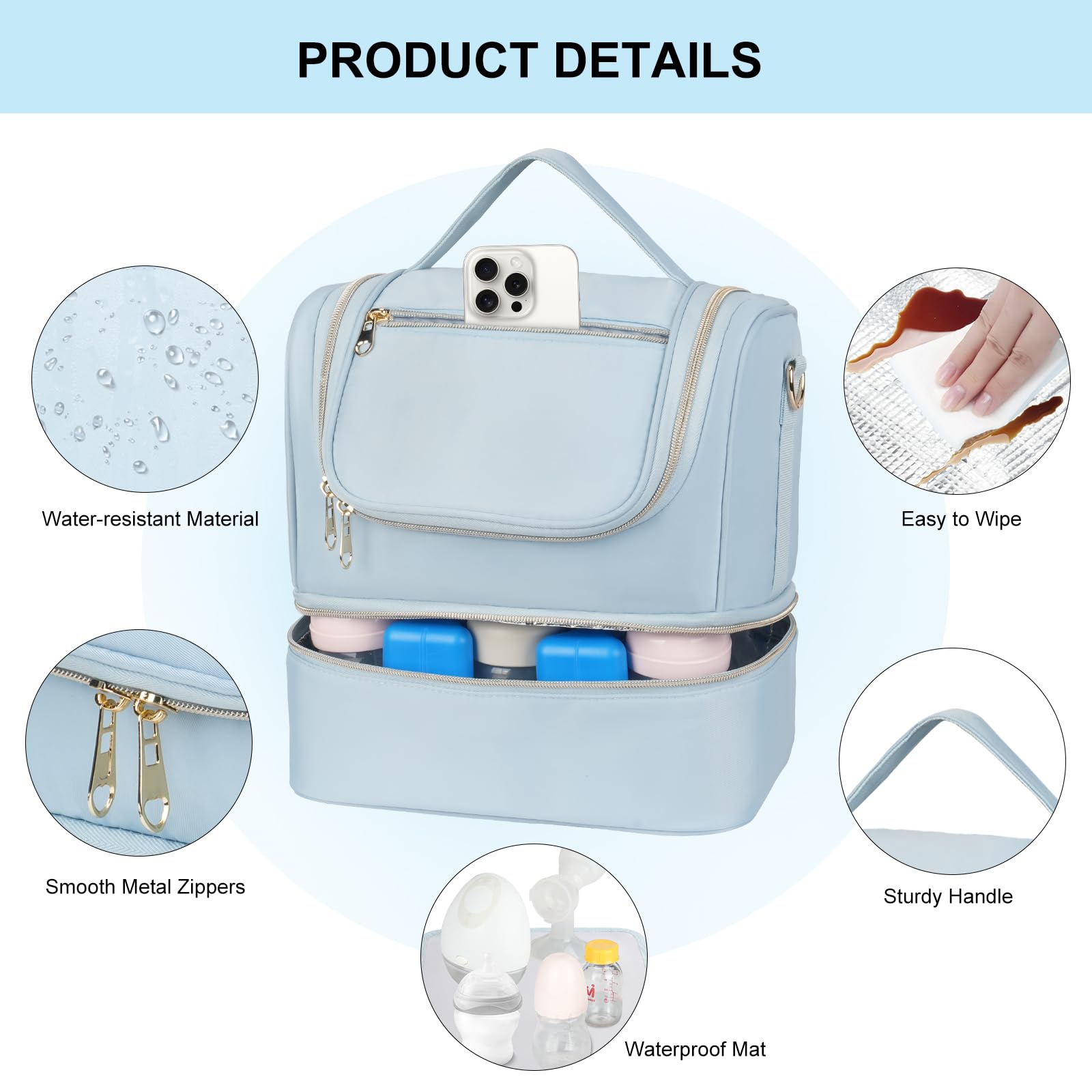 Jaffzora waterproof mat keeps the bag clean and spill-safe