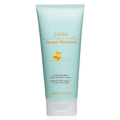 JAFRA Tender Moments baby wash bottle pour enables tear-free bath time.