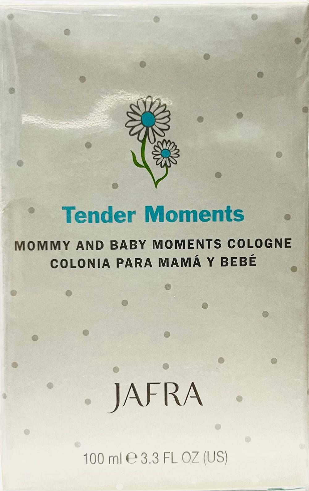 JAFRA Tender Moments bottle in hand evokes calming aroma during daily baby care.