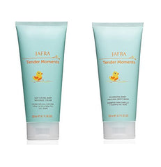 JAFRA Tender Moments two-piece set for gentle cleansing and baby massage rituals.