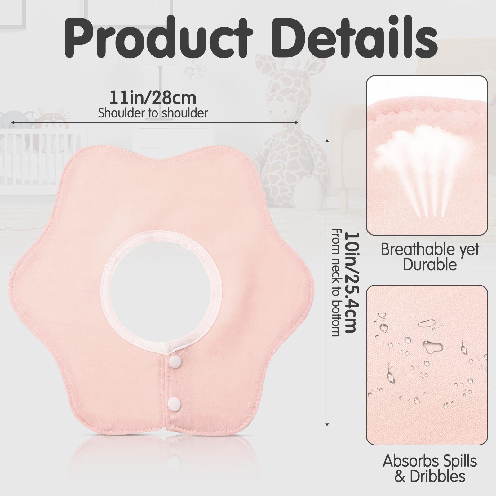 JaGely 360-rotation baby bibs showing waterproof layer for extended use.