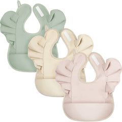 JaGely 3pcs baby bib pack front view shows waterproof material for mess-free meals.