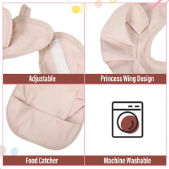 JaGely baby bib food catcher pocket keeps spills contained during meals.