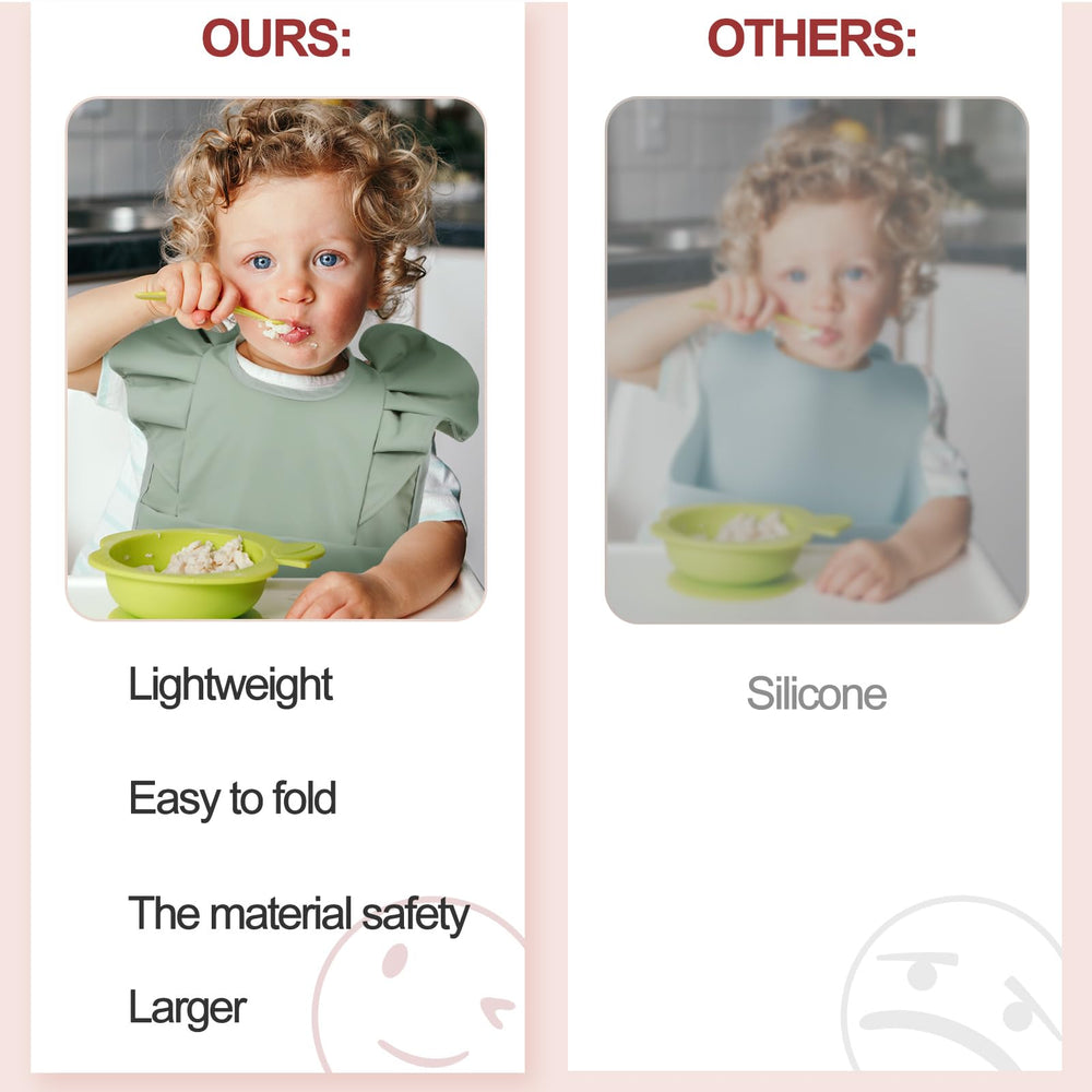 JaGely 3pcs bibs are machine-washable for quick post-meal cleanup.