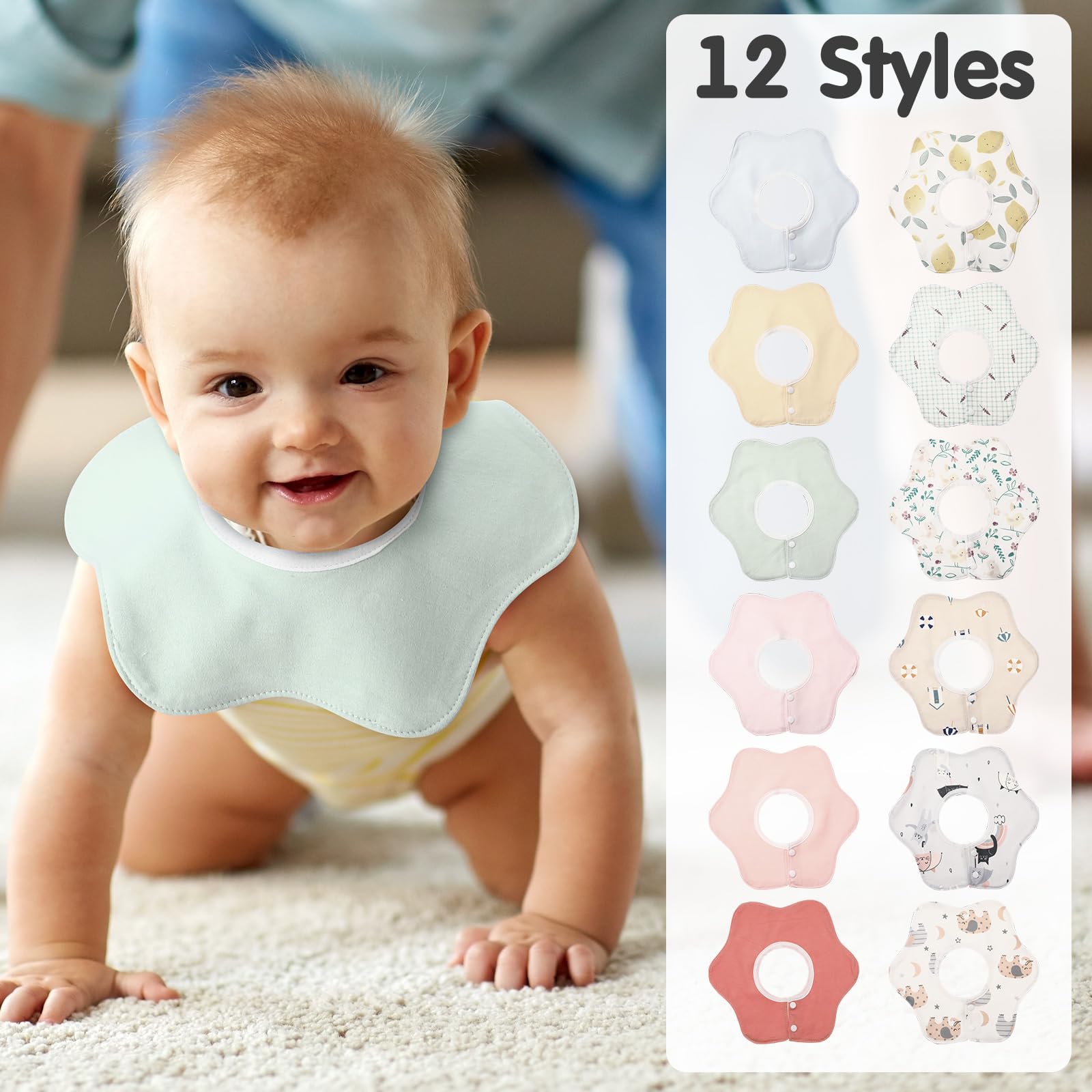 JaGely size 10.24x11.02-inch bibs provide ideal coverage for babies.