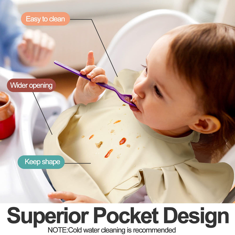 JaGely travel-friendly washable bibs simplify cleanup after busy mealtimes.