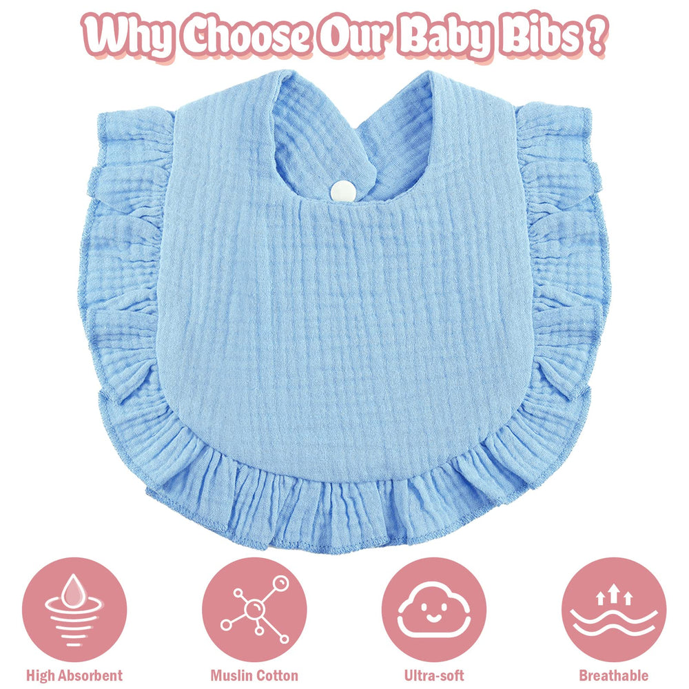 JaGely baby bibs 9x9 inch with an 11-inch neck for adjustable fit through growth.