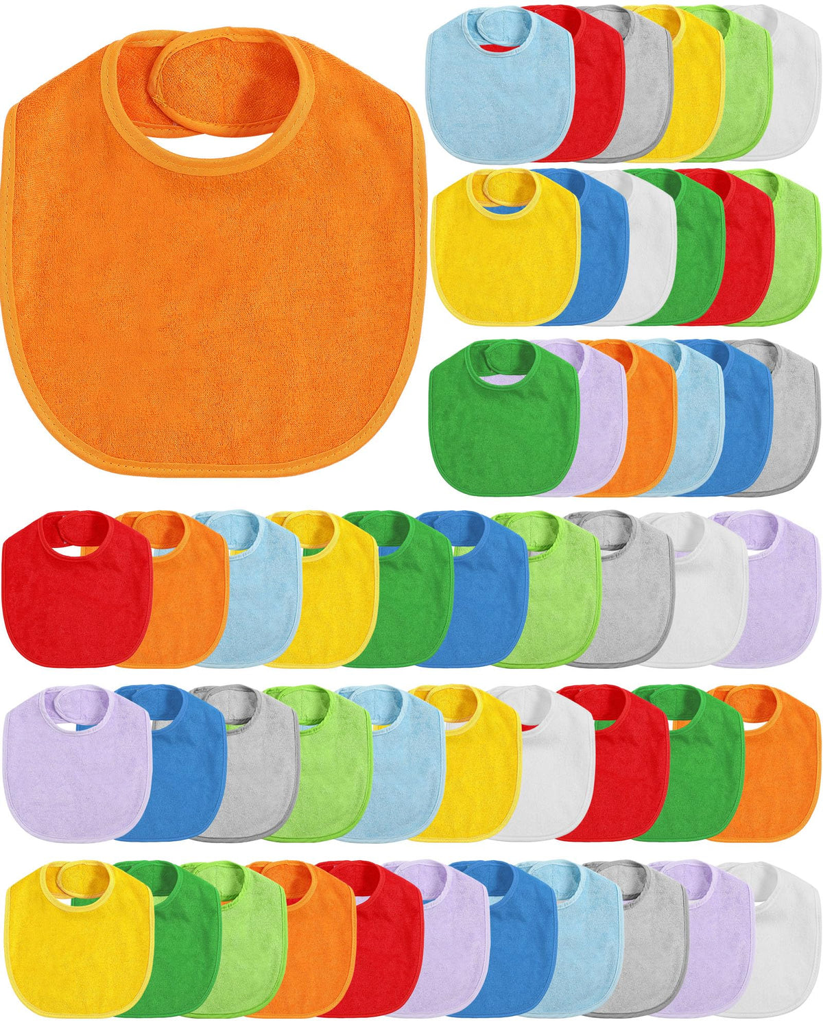 JaGely baby bibs multicolor pack close-up showing vibrant colors for daily drool protection.