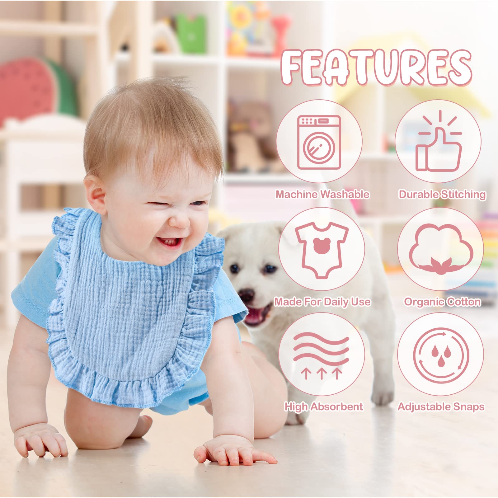 JaGely baby bibs cotton and soft; air dry for quick care.