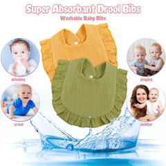 JaGely four-layer muslin absorption bibs keep outfits dry during drool and feeds.