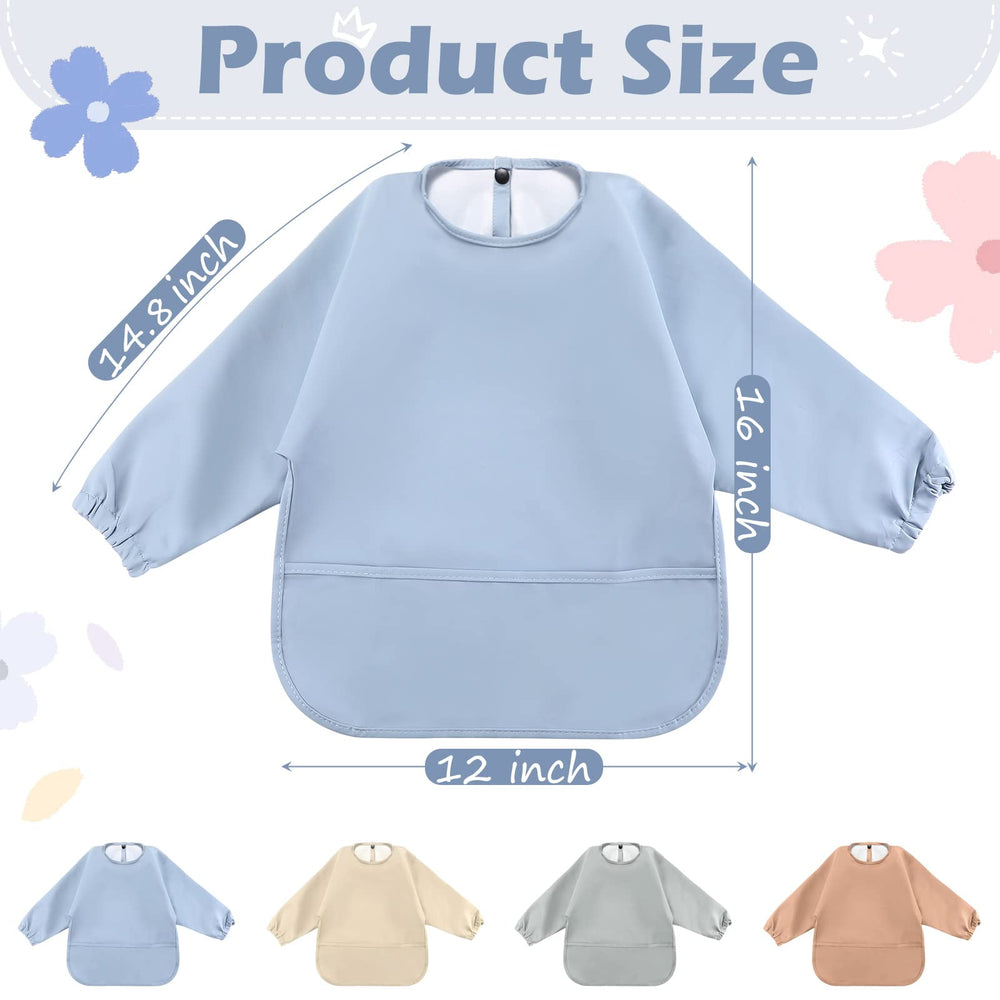 JaGely long sleeve bib blue keeps clothes clean during family meals