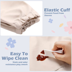JaGely long sleeve bib light grey protects outfits while snacks and spills occur