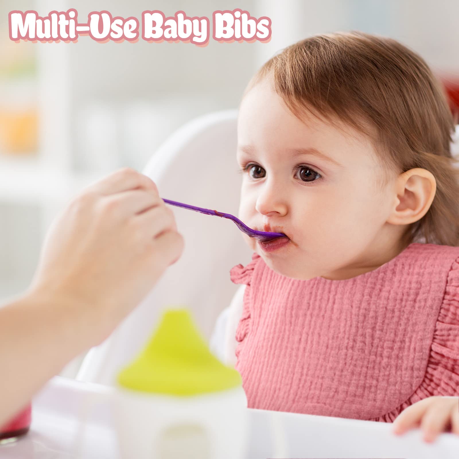 JaGely ruffle edge design bibs add charm and style to everyday baby outfits.