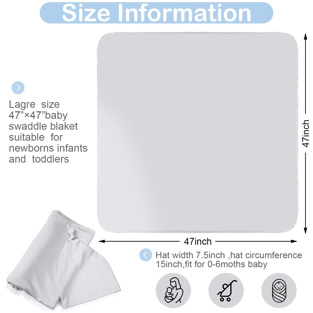 JaGely two-pack swaddle blanket light blue laid flat showing generous size.