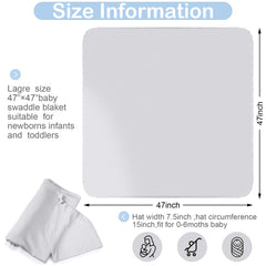 JaGely two-pack swaddle blanket light blue laid flat showing generous size.