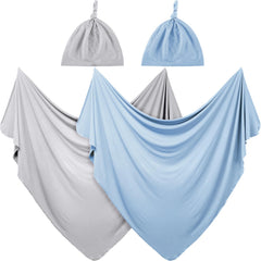 JaGely two-pack swaddle blanket in light gray, soft fabric preview for newborn comfort.