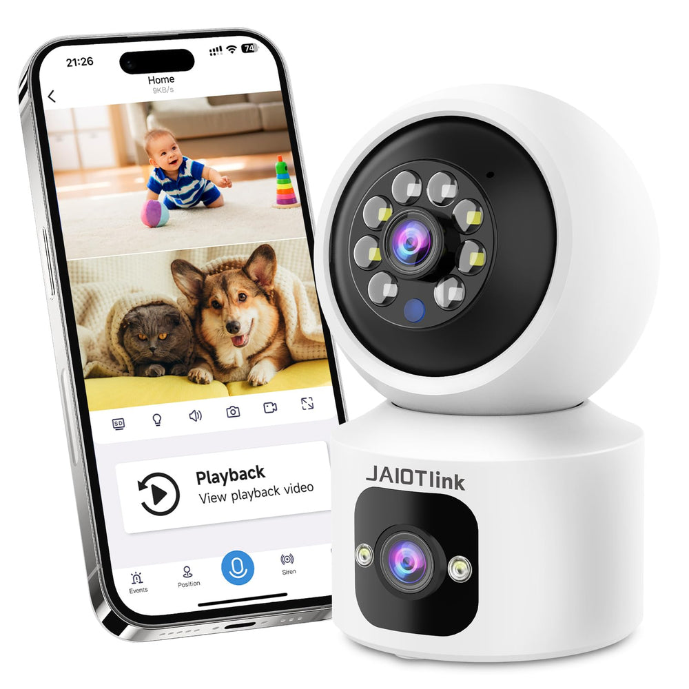 JAIOTlink 2.5K dual-lens camera front view enables quick home surveillance and monitoring