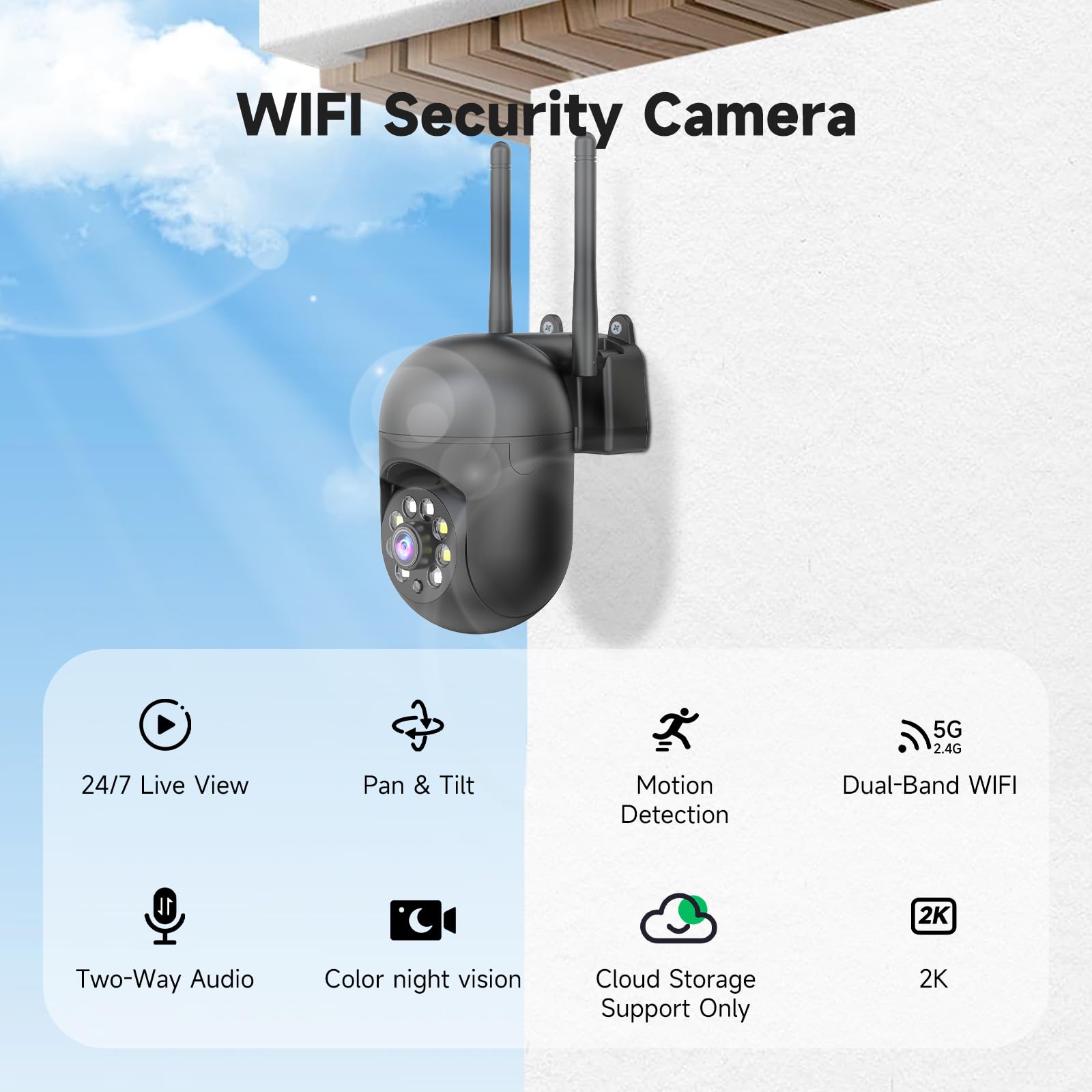 JAIOTlink 2K security camera color-night-vision shows clear nighttime footage.