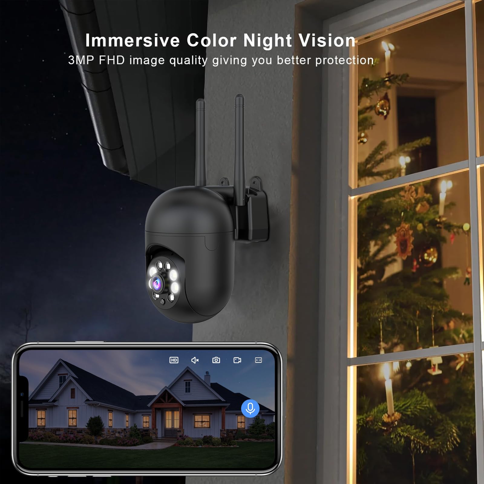 JAIOTlink 2K security camera two-way-audio enables remote communication.