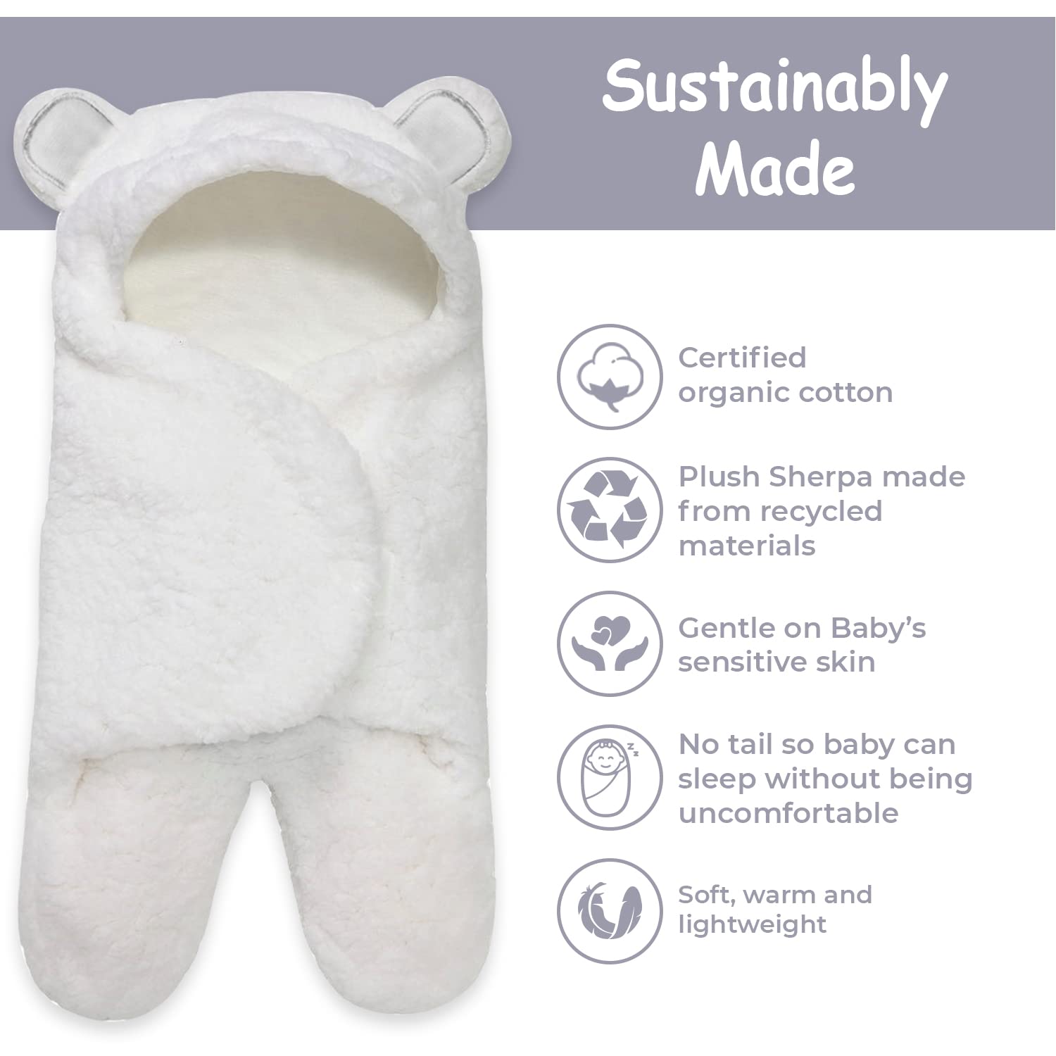 Jam Naturals baby swaddle blanket white flatlay shows soft texture and modern gender-neutral design