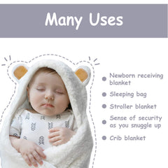 Jam Naturals Cute Bear swaddle soft sherpa fabric provides extra plush touch