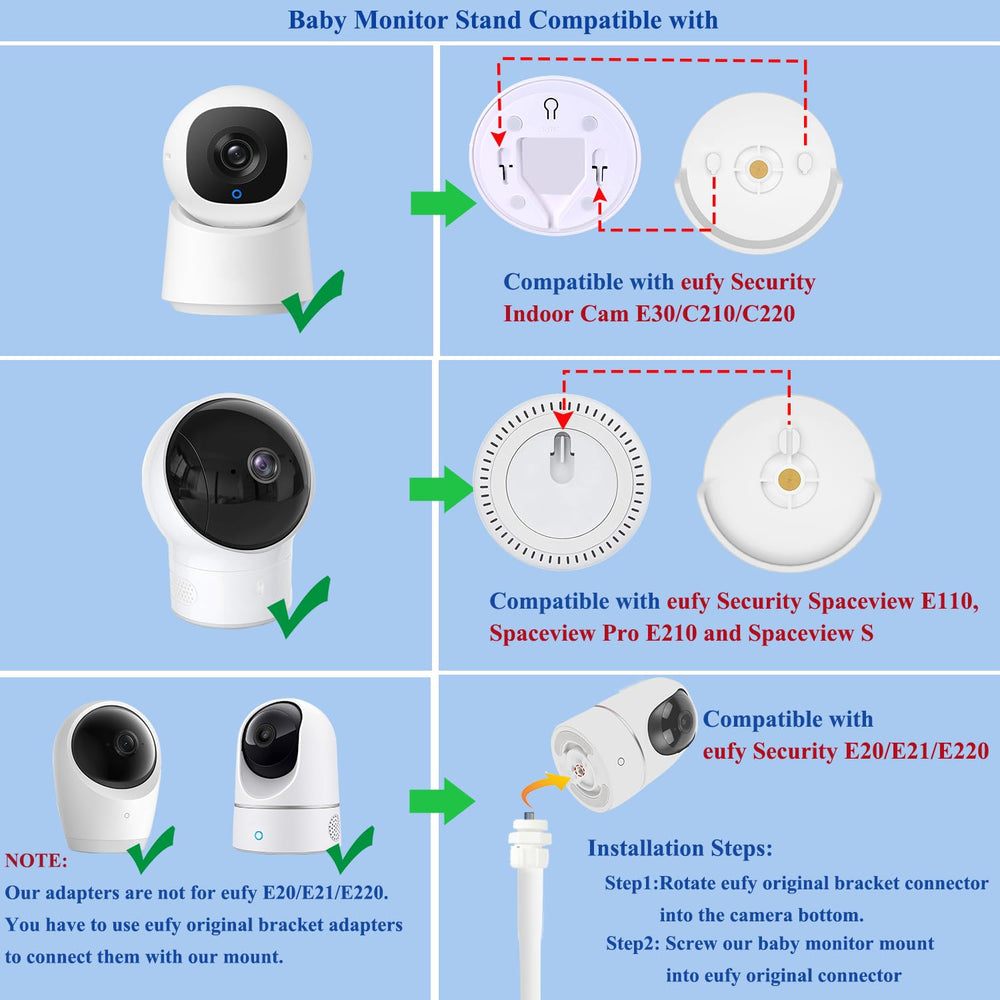 JAMYOK clip mount with 360-degree adjustment enables precise baby-camera angles.