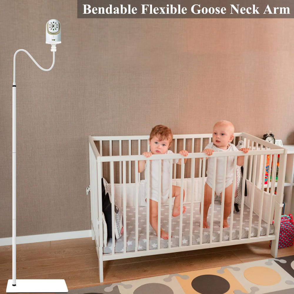 JAMYOK adjustable-height stand enables optimal viewing angle for baby camera.