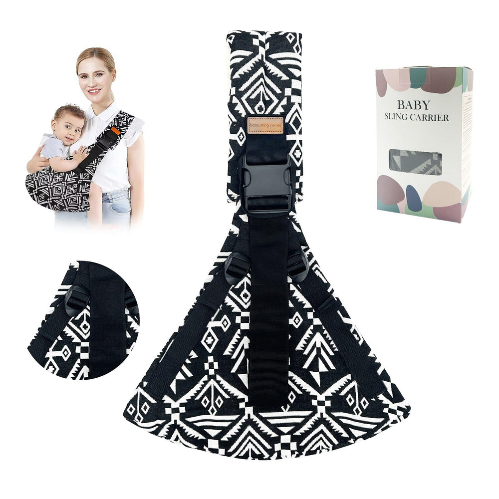 Jamyum baby sling carrier in Blacksail worn by parent for daily comfort.