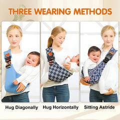 Jamyum sling worn by parent during hands-free walk with baby.