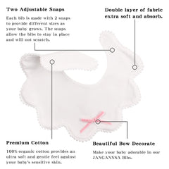 JANGANNSA baby bib close-up features plastic snaps for easy, safe fastening.