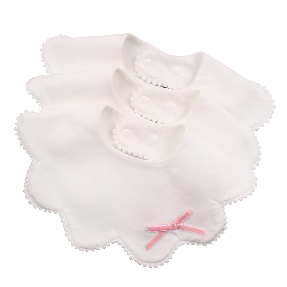 JANGANNSA flower baby bib front view showcases soft organic cotton for gentle drool control.
