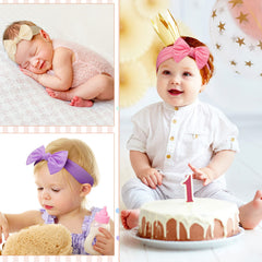 Janinka elastic wide-band headbands stay secure as babies grow and explore.