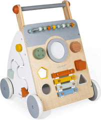 Janod Sweet Cocoon walker front view highlights sturdy wood and easy-grip handles for early steps.