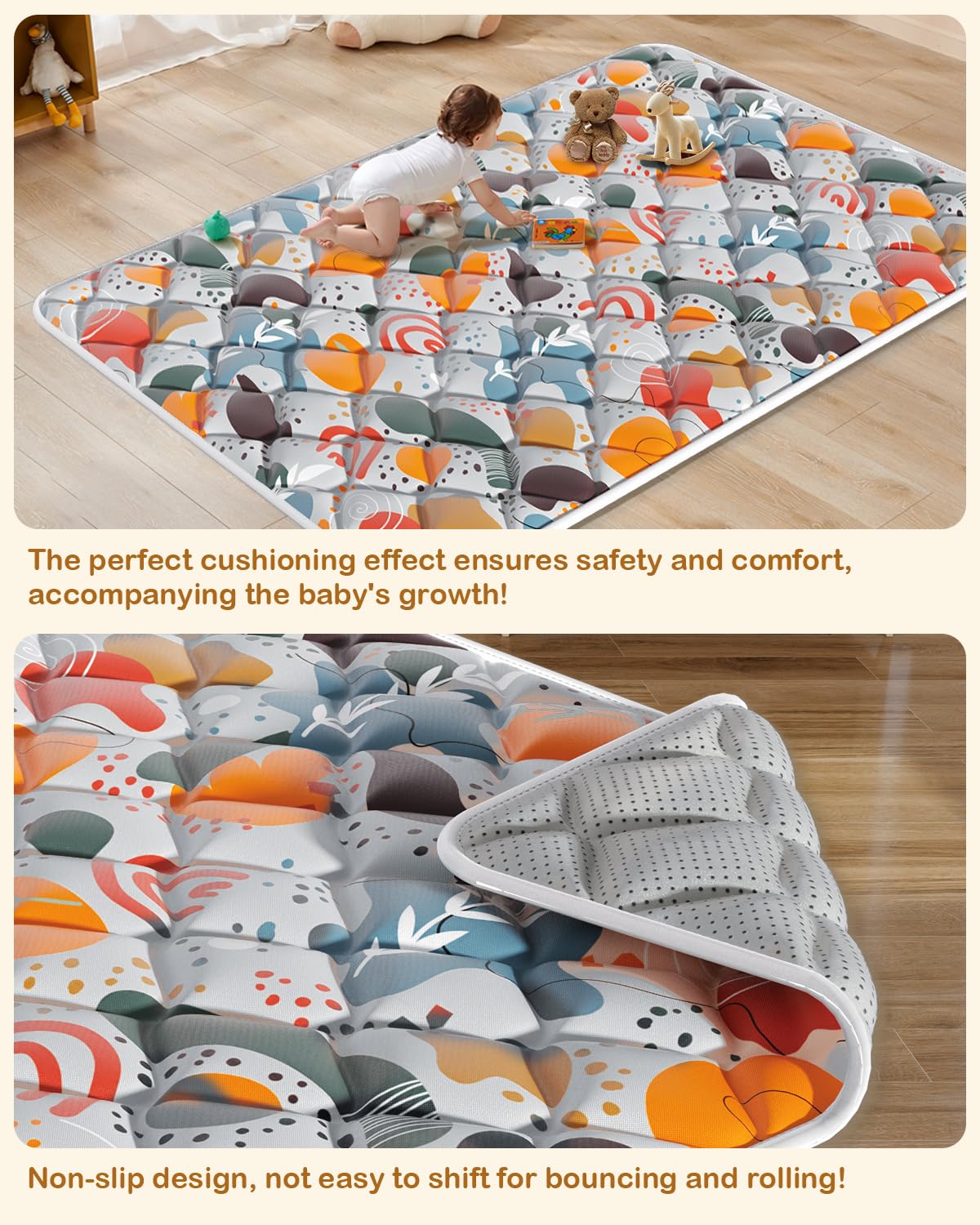 Jaobeem machine washable mat for easy stain removal.