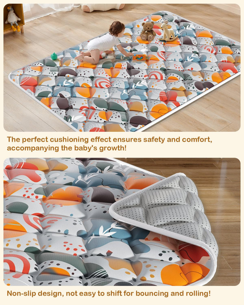 Jaobeem machine washable mat for easy stain removal.