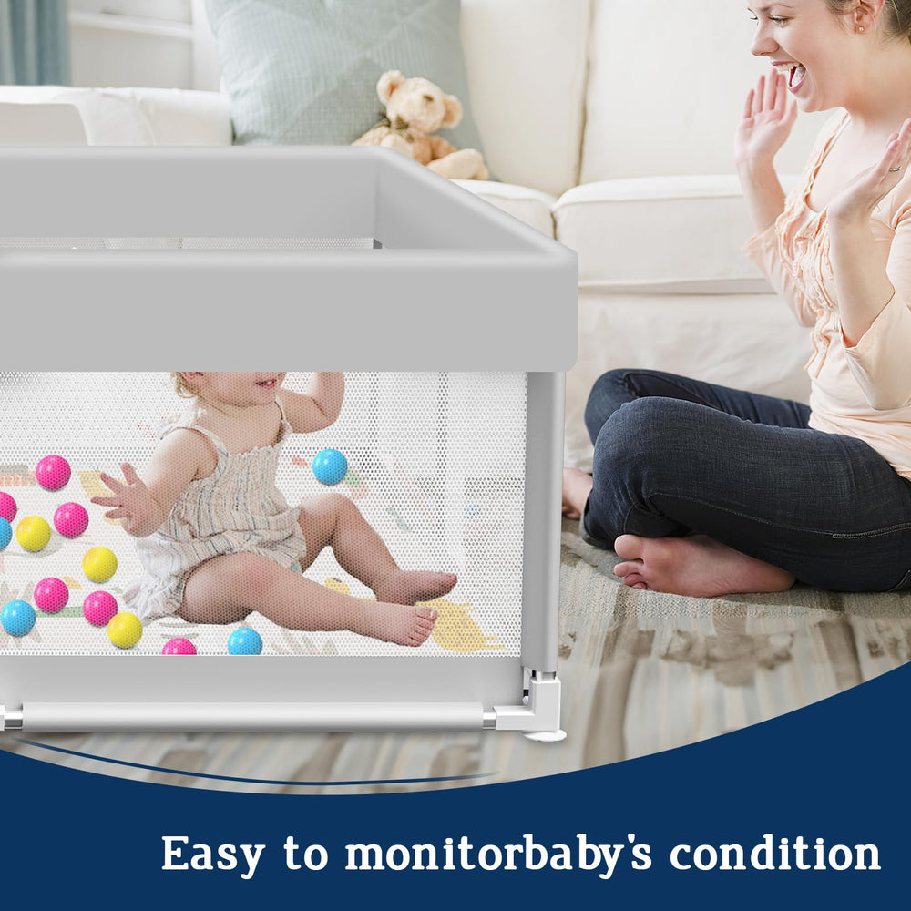 Jaobeem baby playpen 360-degree visibility mesh for constant supervision