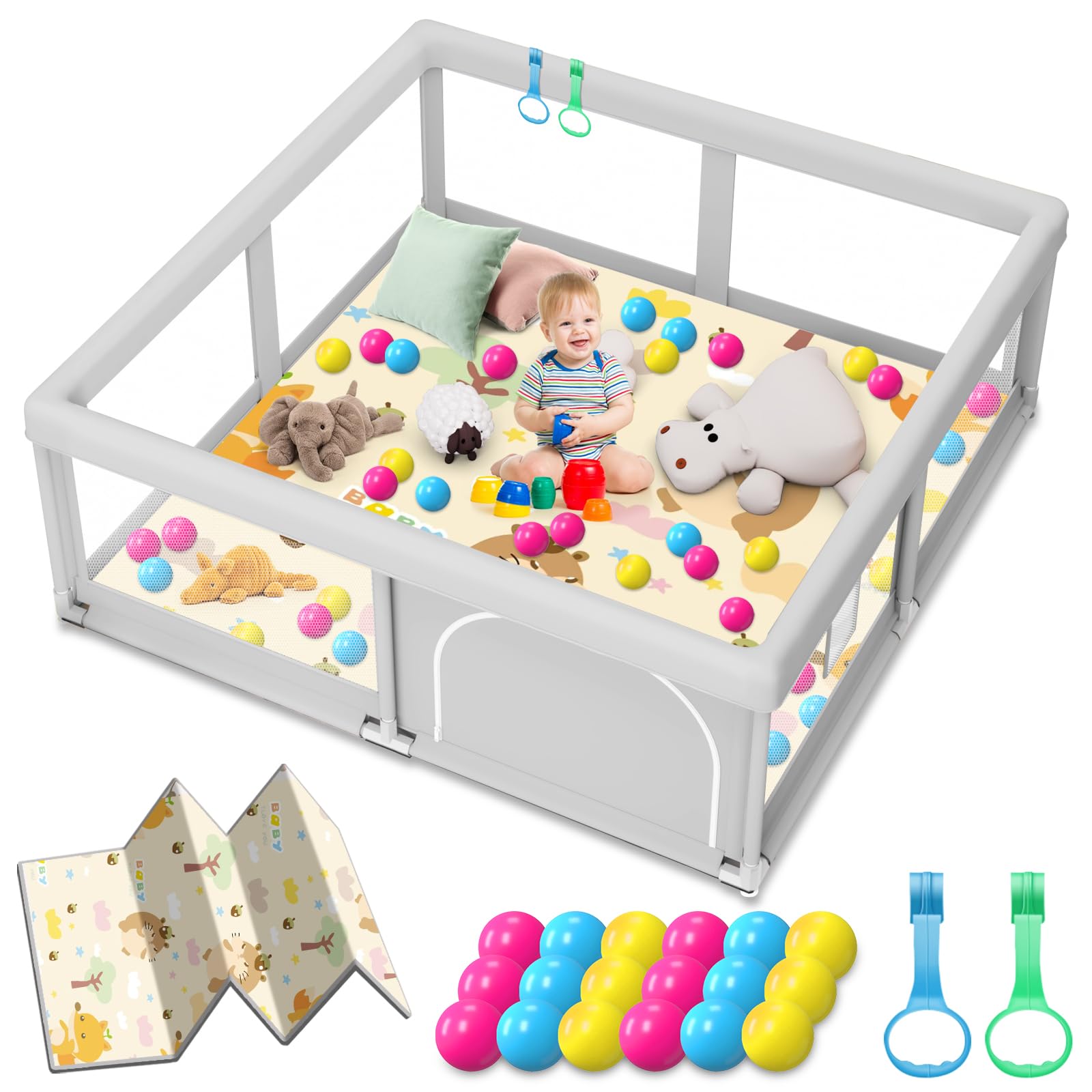 Jaobeem baby playpen 50x50 setup provides a safe, spacious play area