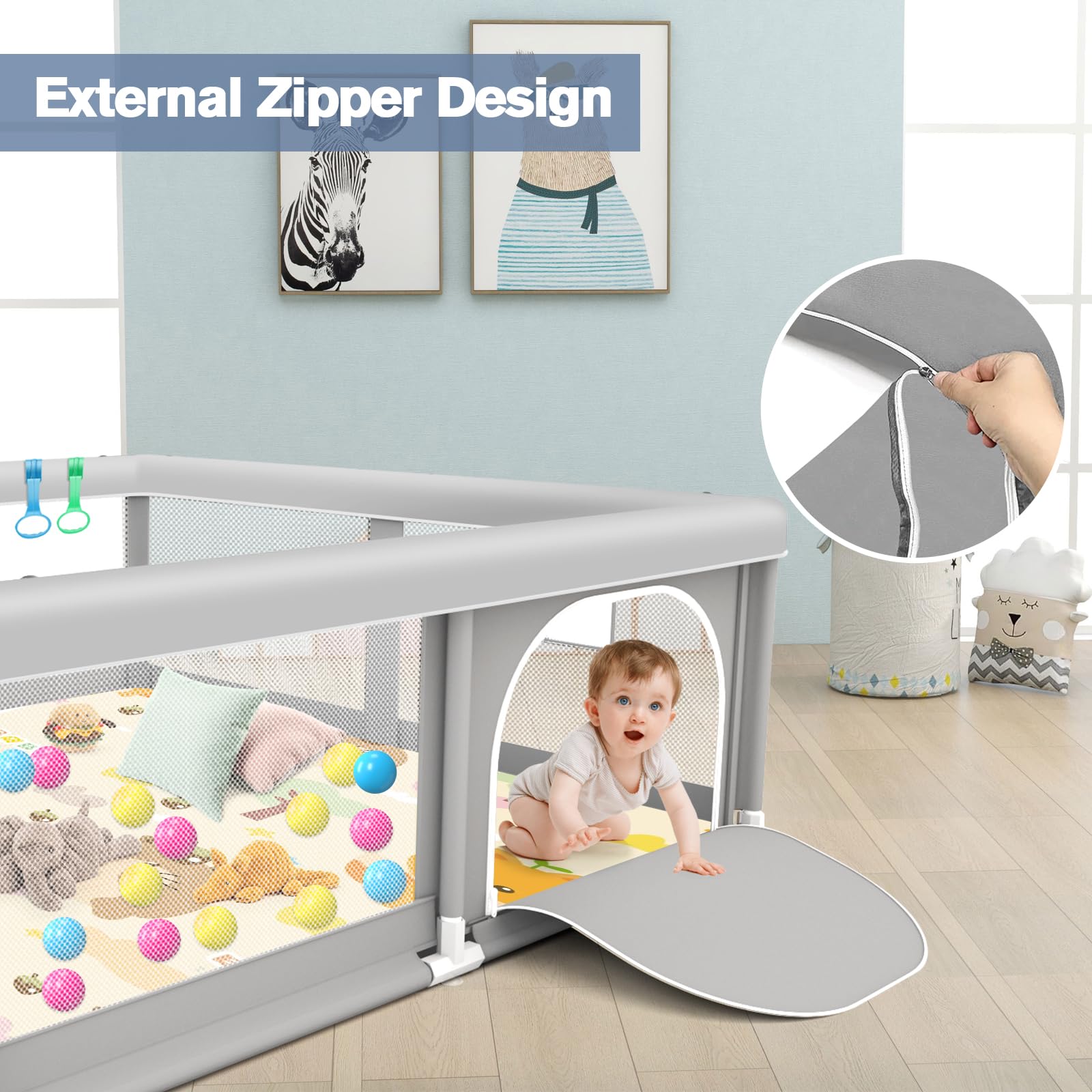 Jaobeem baby playpen mat is easy to wipe clean and store
