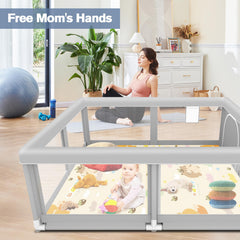 Jaobeem foldable playmat provides non-slip surface for safe crawling.