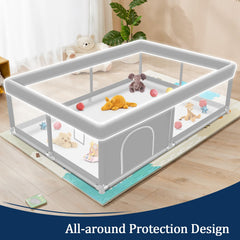 Jaobeem baby playpen's metal tubes deliver sturdy support for toddlers.