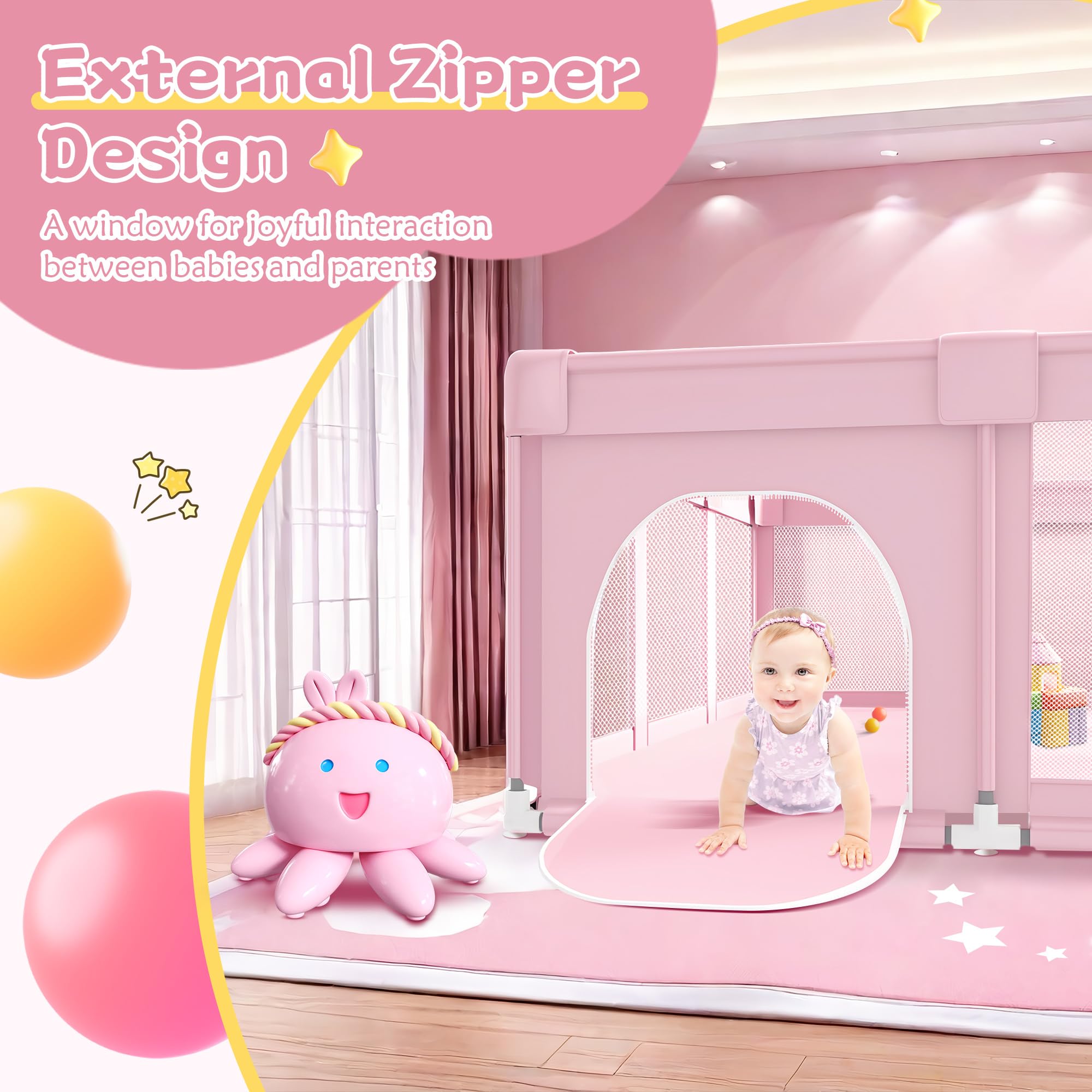 Jaobeem breathable mesh 360-degree visibility enhances baby comfort and supervision.