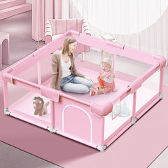 Jaobeem pink baby playpen 50x50 inches provides a safe, roomy space for toddlers.